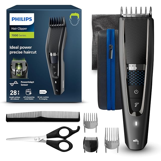Tondeuse Philips HC7650 Series 7000 avec lame DualCut et peigne Trim-n-Flow